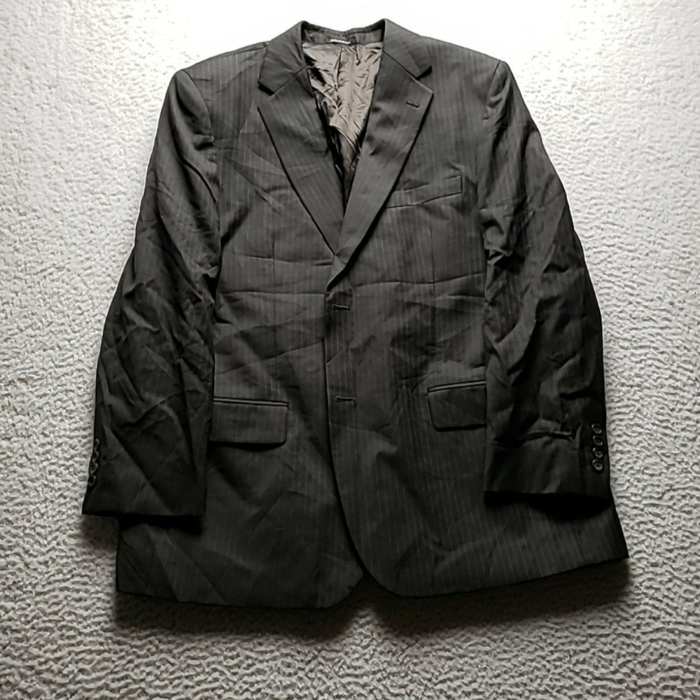 Pronto Uomo Suit Jacket Mens 44 Short Gray Wool Pinstripe 2 Button Notch Lapel